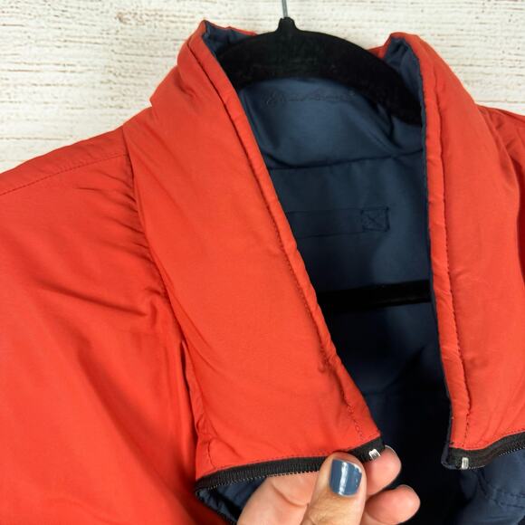 Eddie Bauer Men's Reversible Zip Up Down Orange/Navy Puffer Vest Size Large - Picture 6 of 15